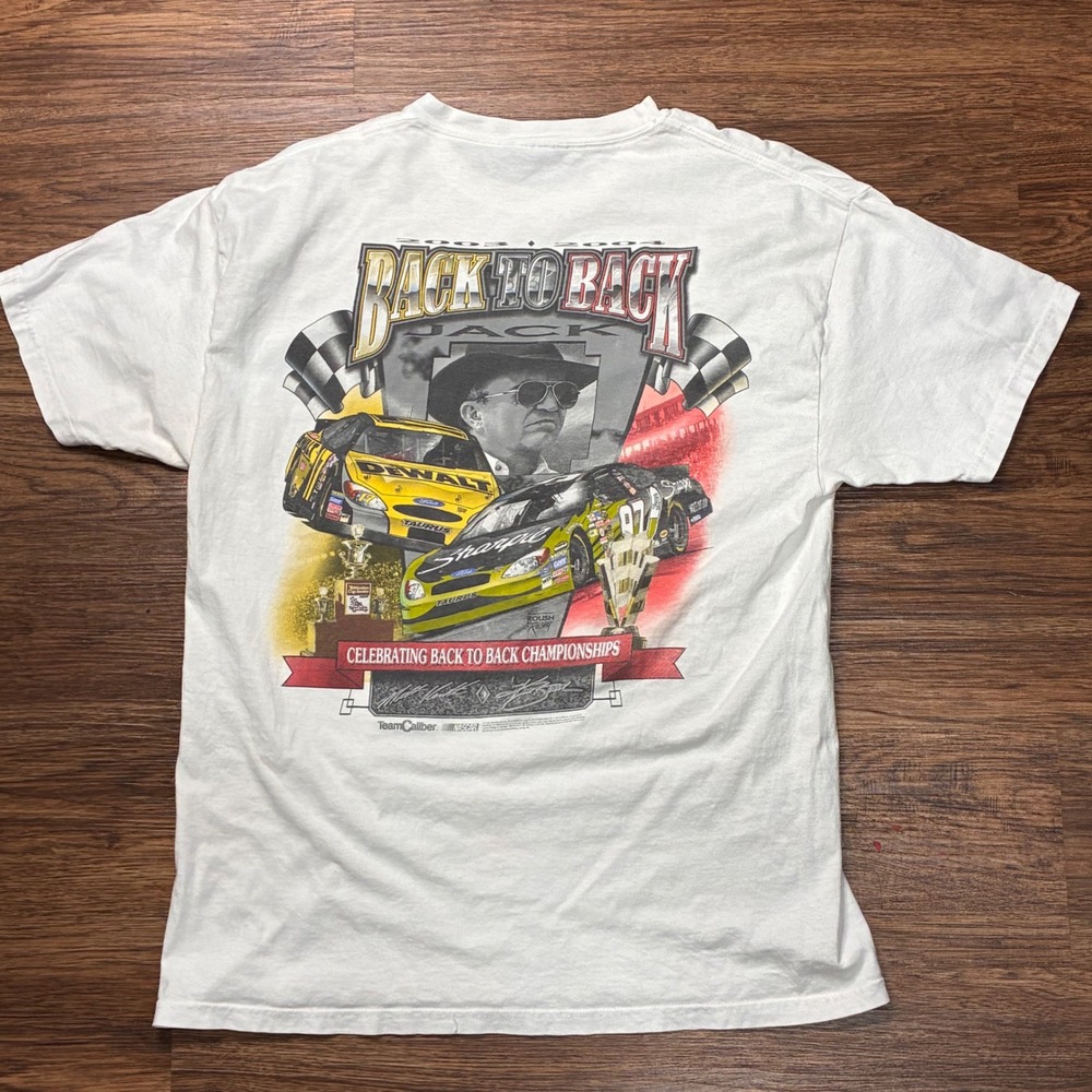 Vintage 2004 NASCAR Matt Kenseth Kurt Busch Back to Back Roush Racing Tee XL